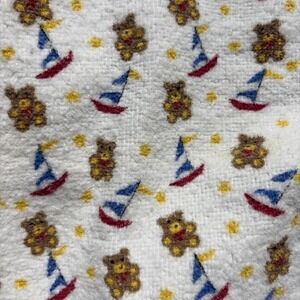 Charles Craft Cross Stitch Teddy Bears Sailboat Tea / Burp Towel Lot 3 VTG Retro